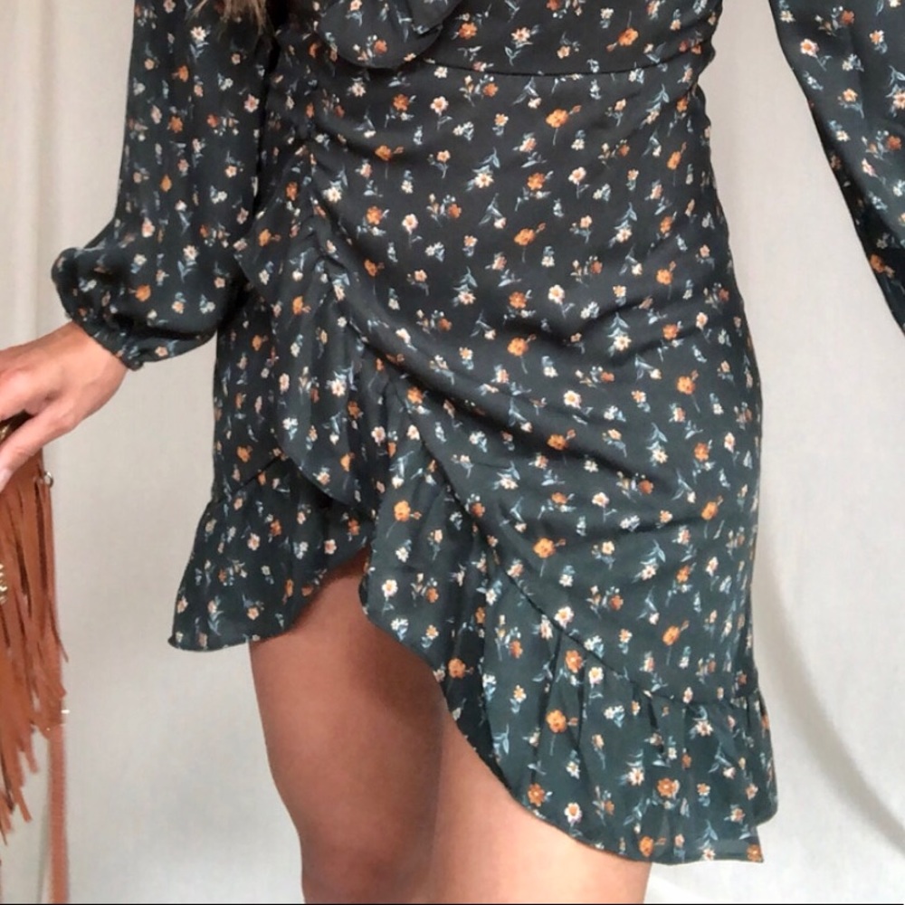 Floral Wrap Mini Babydoll Dress - Picture 15 of 16